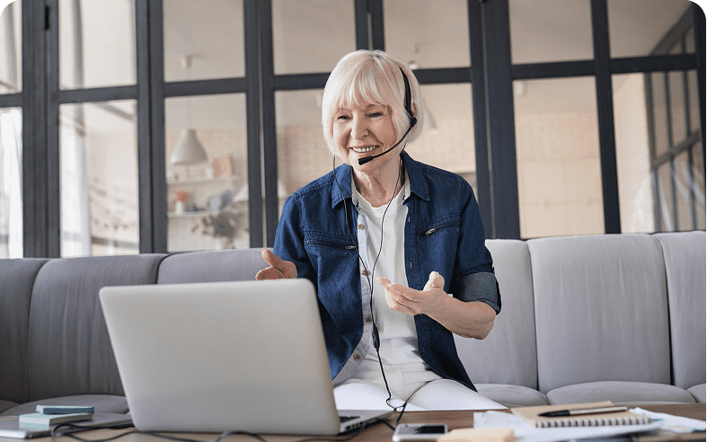 Senior woman having an online meeting