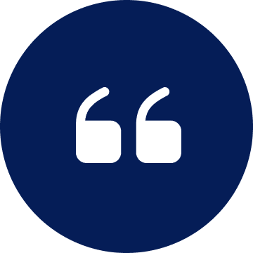 Quotation marks icon on blue background